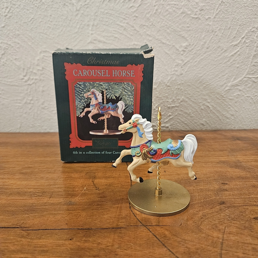 Vintage 1989 Hallmark Christmas Carousel Horse Ginger 4th Ornament In Collection